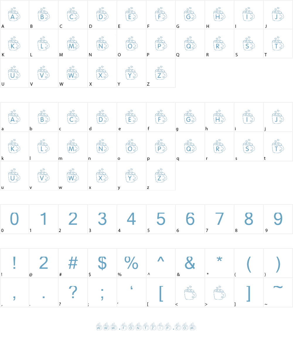 KR Coffee Love Font Character